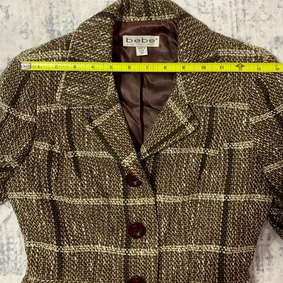 Vintage bebe Brown Tweed Blazer Skirt Suit Set - Picture 8 of 16